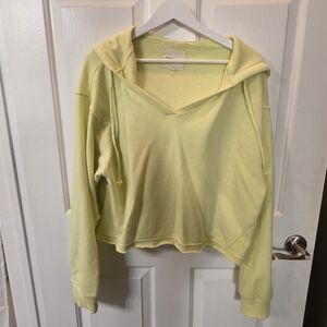 American Eagle Vibrant Lemon Women's  Crop Hoodie Sweatshirt